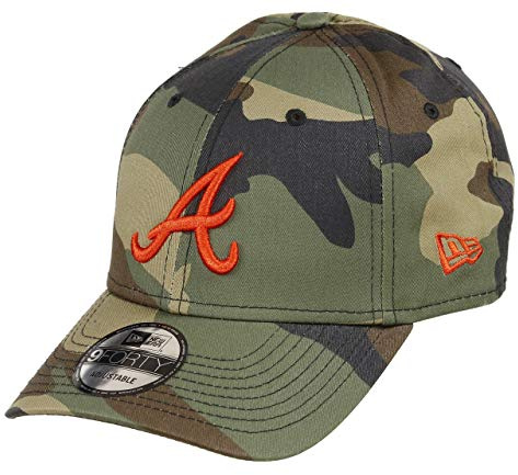 New Era Atlanta Braves MLB Rear Logo Woodland Camo/Orange 9Forty Adjustable Cap - One-Size