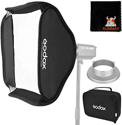 GODOX Flash Softbox 80 x 80cm Universale Flash Pieghevole Kit per Studio Fotografico con Adattatore per Anello di Velocità Bowens Mount