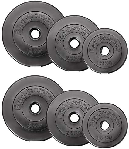 Bad Company Hantelskivor 30/31 mm plast parvis (1–30 kg) eller som set (3–90 kg) I vikter för skivstång och hantel