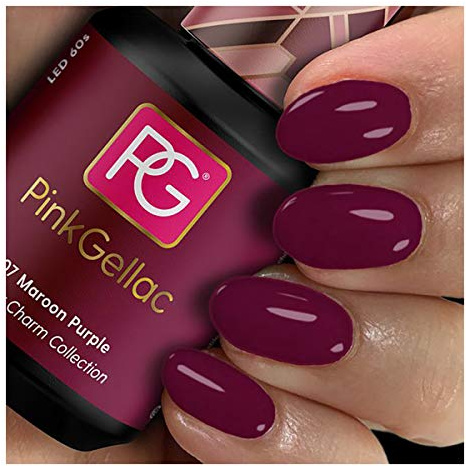 Pink Gellac UV Gel Nagellack - 307 Maroon Purple 15 ml - Gel Lack Purper - Lang Anhaltender Gellack UV - Einfache Entfernung UV Nagellack - Nail Gel Polish - UV Nagellack Made in Holland
