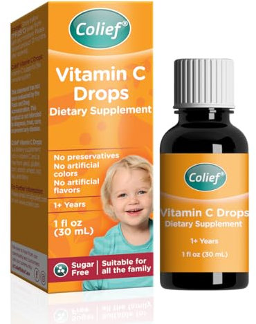 Colief - Vitamin C Drops - Daily Immune Support for Infants Age +1 - Diary, Gluten and Preservative Free - Supports Development of Healthy Bones and Teeth - 600 Drops, 30 ml (Pack of 1)