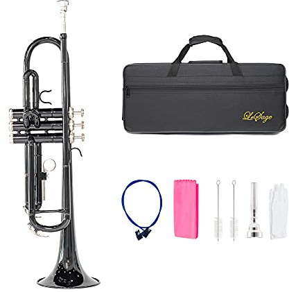 LeSage Student Trumpets Standard Bb Brass Trumpet for Beginner Black Trumpet b Flat with 7c Mouthpiece