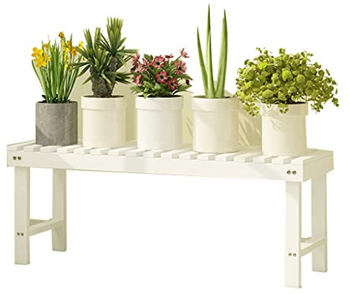 YNSHOP Weißer Blumenständer Aus Holz Mehrschichtiger Grünpflanzenständer Für Den Innenbereich Balkonstufen-Blumentopfregal Sukkulentenregal Gartenregal Kiefer (Color : Weiß, Size : 78x25x30cm)