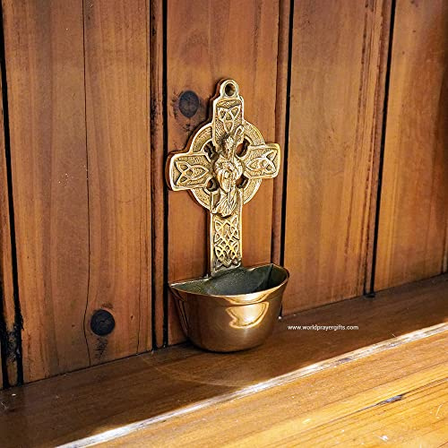 World Prayer Gifts St. Patrick Brass Holy Water Font | Made in Ireland
