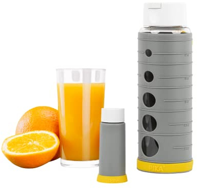Pika| Gourde de conservation sous vide pour jus de fruits et légumes, Verre | 600ml, Verre borosilicate + pompe sous-vide, Conserve 3x plus longtemps