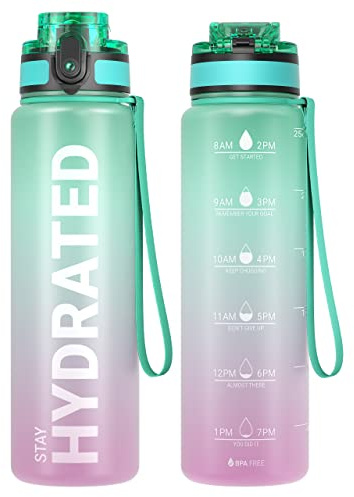 Sahara Sailor Trinkflasche, Sport Trinkflasche, [BPA-frei Tritan] 1L/500ML/750ML Auslaufsicher Sport Wasserflasche, Sportflasche für Fahrrad, Camping, Yoga, Gym (1 Flasche)
