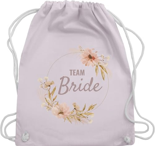 Turnbeutel Rucksack - JGA Junggesellenabschied Frauen - Junggesellinnenabschied Team Bride Boho Blumenkranz Motiv I - Unisize - Pastell Rosa - hen party accessories brauttaschen jungesselnabschied