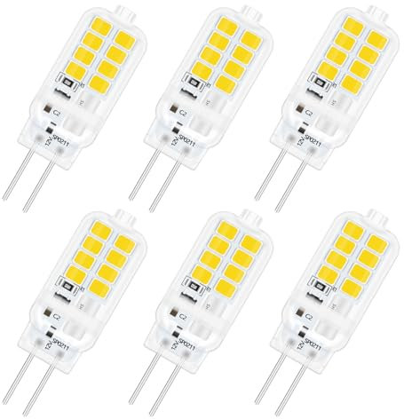 SCNNC Stiftsockelampe G4 LED 12V 3W, Nicht Dimmbar, 16 SMD 300LM Neutralweiß 4000K, Ersetzt 25W Halogenlampen, Leuchtmittel Stiftsockell LED G4 Kronleuchter, Deckenleuchten, 6 Stück