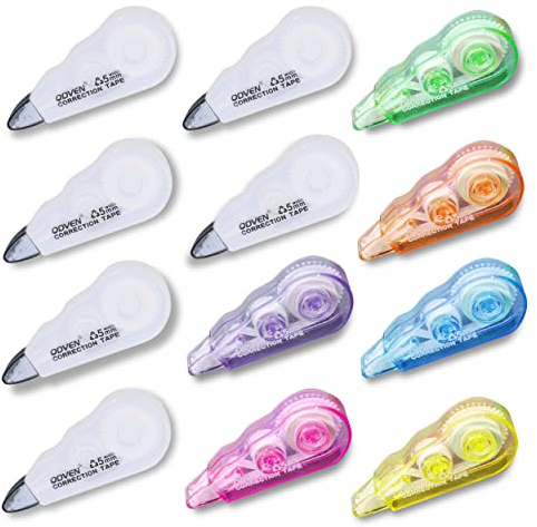 12 Piezas Cinta Correctora, 5mm Mini Cintas Correctoras, Mini Cinta Corrección Escritura Cinta Correctora Roller en Seco Compact Corrección para Estudiante Suministros de Oficina de la Escuela