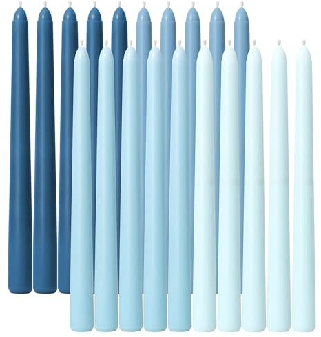 Viyffo 10 Inch Taper Candles Blue 20 Pack – Unscented, Smokeless，Long Tall Taper Candlesticks for Wedding, Dinner & Home Decor (Natural Color Series)