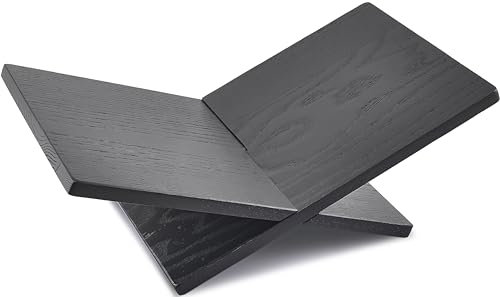 Honygebia Massivholz Buchständer - Kreuzrahmen Schwarzeiche Holzbuchhalter, Offener Buchständer zur Ausstellung und zum Lesen, Geeignet für Kunst, Bibel, Kochbuch, Staffelei, Zeitschriften, Lehrbücher