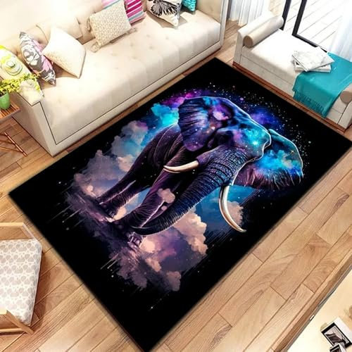 Stoßzähne Afrikanischer Elefanten Teppich Kinderteppich Wohnzimmerteppich Schlafzimmerteppich 3D-Gedruckter Superweicher Flanellteppich 180 X 280 Cm / 70.86 X 110.23 -Polyester-Soft-Touch,Leich -3F1