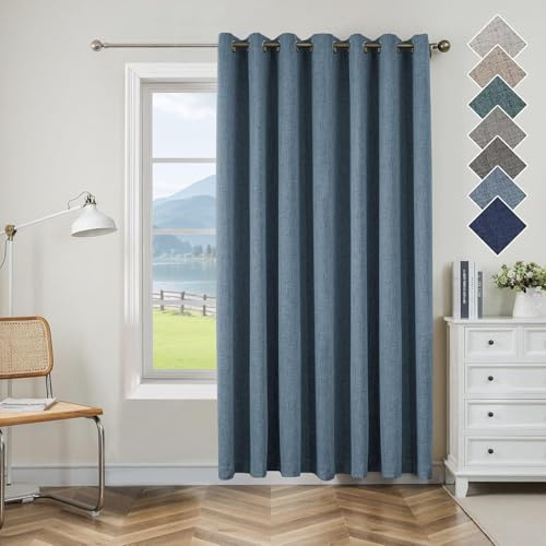 CUCRAF Fashion Full Blackout Curtain Top Ring Thermal Insulated Linen Look Blackout Curtains Summer Sun Blocking Window Curtain for Living Room