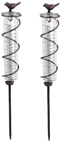 Begchy Regenmesser aus Gusseisen, 7 l Fassungsvermögen, Regenmesser zum Aufhängen, für Garten, Regenmesser, Wasserzähler mit Metallrahmen