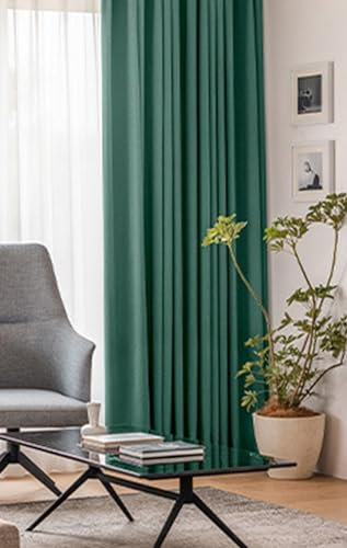 Bishilin Verdunkelungsvorhänge Dunkelgrün 2er Set, Vorhänge Blickdicht mit Ösen Modern Einfach 107x115CM Wohnzimmer Schlafzimmer Gardinen und Vorhänge