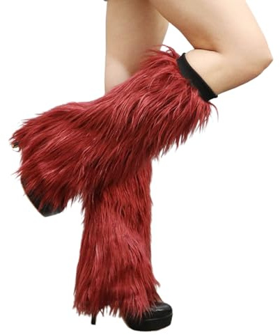 Generisch Beinstulpen Damen, Stulpen für Damen - Fuzzy Furry Fellstulpen Bunt Plüsch-Stulpen Kawaii Stulpen Kunstfell Beistulpe Beinwärmer mit Fell Leg Warmers Karneval Kostüm für Frauen und Mädchen