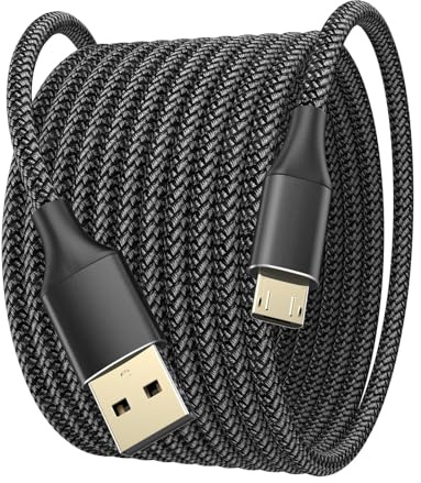 Câble Micro USB 4M, câble de charge et de données tressé résistant, connecteur Type A vers Micro-B, compatible avec Samsung Galaxy S6 S7 Edge, contrôleur PS4, BLU, Moto, Nexus, smartphone - Noir