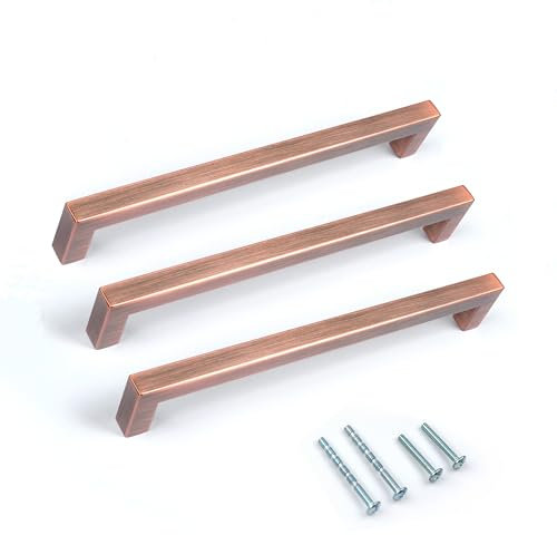 Aibeli Schrankgriffe aus antikem Kupfer, 16 cm Lochmitte, Edelstahl, Schubladengriffe, quadratisch, Schrankgriffe, Kommodengriffe, Küchenschrank-Hardware, 10 Stück