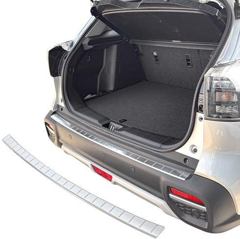 RECAMBO Protection de seuil de chargement en acier inoxydable – Convient pour Suzuki S-Cross II à partir de 2022 – Barre de protection brossée pour pare-chocs avec surface structurée et montage
