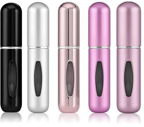 GFTCGK 5 Stück Parfümzerstäuber, parfum zerstäuber für unterwegs, Parfüm Abfüller, Parfümzerstäuber Nachfüllbar für Handtasche und Reisen, Kommt Mit Aufbewahrungstasche