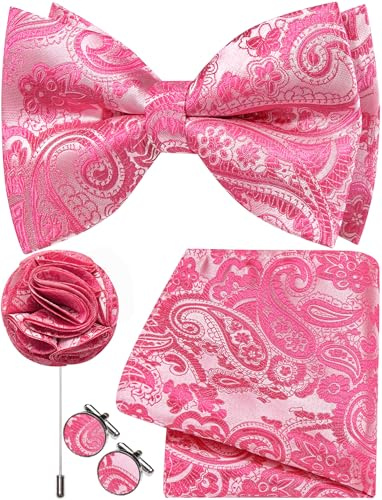 Ailisus Mens Bow Tie Paisley Pre-tied Bowtie and Pocket Square Set | Adjustable bowtie,handkerchief,cufflinks,lapel pin set,easy to wear,silk-blend,formal,weddings,business,tuxedo accessories