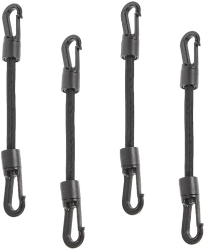 VBSYUYQ 4 Pcs 6 Inch Bungee Cords with Hooks Black Elastic Straps | 4 pack 6 inch black bungee cords with hooks, short elastic tie down straps for camping bike rack luggage tent outdoor use