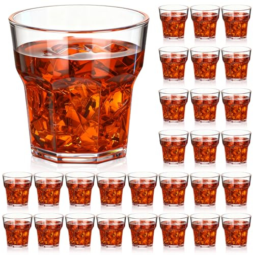 Tioncy 30 Pcs Acrylic Whiskey Glasses 5oz Shot Glasses for Liqueur Unbreakable Stackable Beer Glass for Drinking Water Vodka Cocktail Beer Party Bar