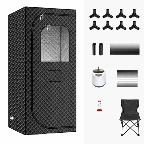 Snabbvärmande Bastu, ångbastu Spa 1200w, 2l ånggenerator, Hopfällbart Bastutält, Stol Inkluderad, Anti-Stress Bastu, Muskelavslappnande Bastu(80cm(31.4in))