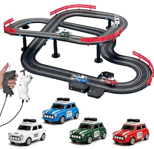 Rennbahn Spielzeug, Elektrischem Auto, Biegsame Leuchtende Schienen - 01 | Flexible Autorennbahn Set, Konstruktion Spielzeug Geburtstag Geschenk für Kinder Jungen Mädchen