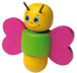 Erzi 42526 Schraubenspiel Schmetterling aus Holz, Lernmaterial, Benennen von Formen und Farben