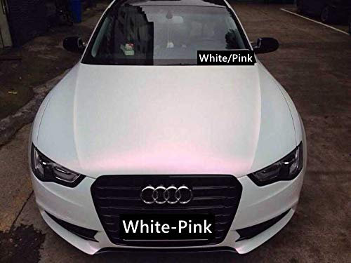 3D Perlmutt Effekt Folie Weiß >Pink mit Luftkanal 1,52m Car Wrapping Farbwechsel 9m x 1,52m