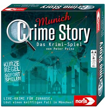 noris 606201890 Crime Story Munich - Krimi-Spiel für Erwachsene und Kinder ab 12 Jahren - Detektiv-Kartenspiel zum Thema München für 1 bis 6 Spieler