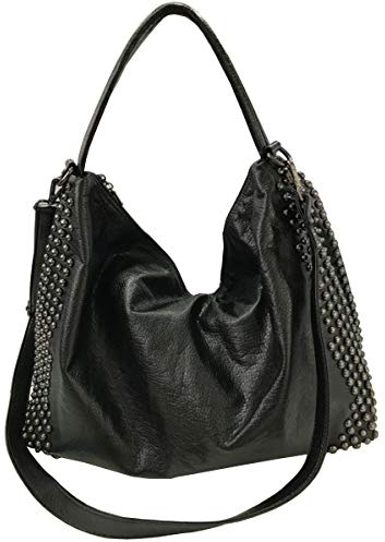 FiveloveTwo Damenhandtaschen Schädelkette Umhängetaschen Grosse Kapazität Gotische Henkeltaschen Niet Schultertaschen Shopper
