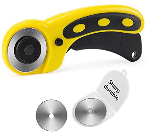 WORKLION cortadores rotativos de 45 mm, cortador giratorio ergonómico con bloqueo de seguridad y 2 cuchillas de repuesto para coser acolchados, álbumes de recortes y proyectos de arte y manualidades