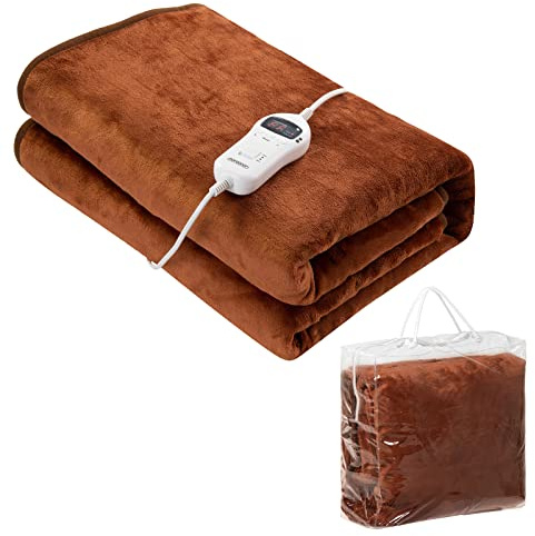 Monzana Coperta Elettrica Riscaldante 180x130cm 10 Livelli Calore Timer Spegnimento Automatico Sottocoperta Letto