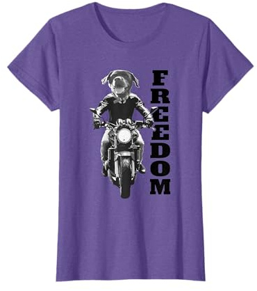 Dog on Motorbike Biker Freedom Sayings Quote T-Shirt