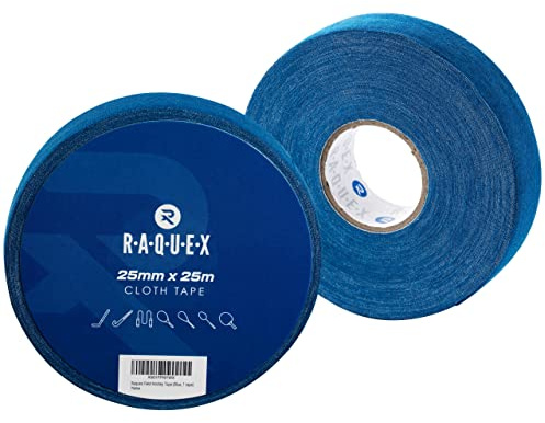 Raquex Sport Cloth Tape - 25 Metres Long - Non-Slip Self-Adhesive Tape - Field & Ice Hockey Sticks, Tennis, Badminton, Squash Racket Grip Tape, Skipping Ropes - Protective Cloth Tape for Sports