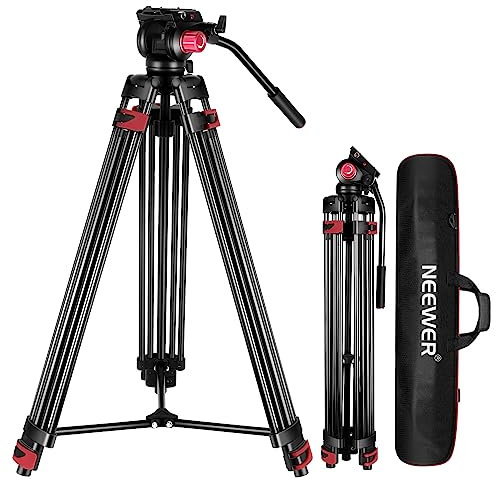 NEEWER 200cm Videostativ, Robustes Kamerastativ aus Aluminiumlegierung mit 360° Fluidkopf, Schnellwechselplatte kompatibel mit Canon Nikon Sony und Anderen DSLR Kamera Camcordern, 8kg Belastbarkeit