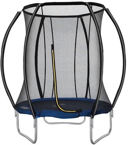 HOMCOM Cama elástica Infantil Ø 183 cm con Red de Seguridad y Revestimiento antioxidante galvanizado para Exterior Azul y Negro