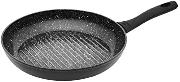 Gerlach Granitex Grillpfanne Keramik Beschichtet Alu Bratpfanne Keramikpfanne Induktionsgeeignet Elektro Gas Keramik Induktion Herd Küche Küchenzubehör 28 cm, Schwarz