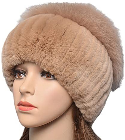 keusyoi Russische Damen-Winter-Pelzmütze, warm, gestrickt, Fellmütze, Top, Damen, Bombermütze, Fellmützen