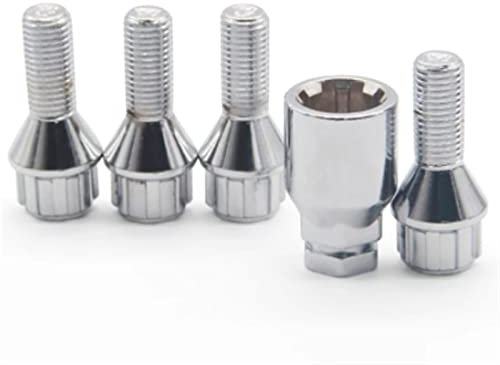YEJIANGHUA 1 Set. FD010 M12 x 1,5 4 + 1 Aluminiumlegierung Radschloss Schraube Reifen Diebstahlsicherungsschrauben Mutter kompatibel mit BMW E30 E36 E46 E90 2003-2013 Natural