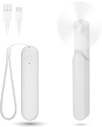 Venforze Mini-Handheld Fan, tragbarer Ventilator, leise, wiederaufladbar, mit 3 Geschwindigkeitsstufen [12 – 24 Stunden Nutzung], USB-Taschenventilator, für Reisen, Zuhause und Weiß