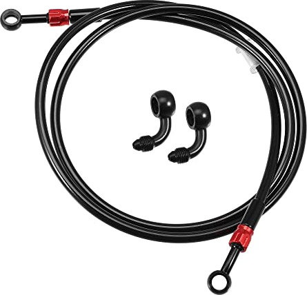 A ABSOPRO 1 Juego AN3 28 90 Grados Motocicleta Freno Manguera Línea 150cm Negro