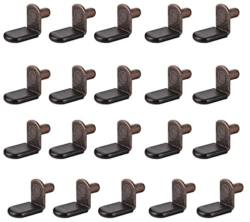 Regalstützklammer, 6 mm L-förmige Unterstützung, Möbelschrank, Schrankregal, Halterungen mit Hülse, für Küchenmöbel, Bücherregale, Bronze, 20 Stück