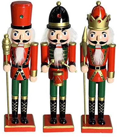 RAHYMA Colaxi Figuras de Cascanueces de 12 Pulgadas Figuras de Decoración Adorno de Navidad Soldado de Cascanueces Figura Decoración Artesanía Arte, 3 UNIDS Set/444