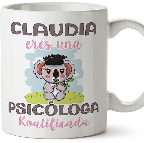 MUGFFINS Tazas Personalizadas para PSICÓLOGA - En Español - Koalificados Personalizados - 11 oz / 330 ml - Regalo Personalizable original y divertido