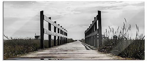 Pixxprint Glasbild Panorama, Wandbild aus Echtglas, Steg in der Landschaft, 100x40 cm, inkl. Aufhängung und Abstandshalter
