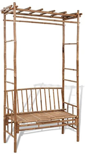 ZYMEN Banc de Jardin avec Pergola 130cm Bambou Commemoration Day