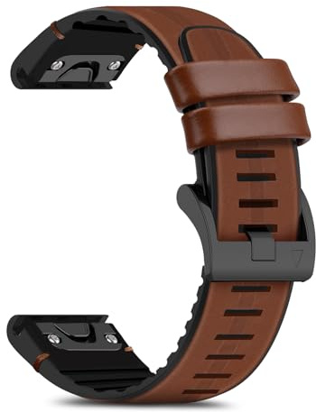 RoYiio Ersättningsarmband i mjukt läder för Garmin Quatix 8 51 mm/Quatix 7X/6X/Tactix 8 51 mm/Tactix 7Pro/Fenix 8 51 mm/Fenix 7X Pro/Fēnix 6X Pro QuickFit 26 mm ersättningsarmband för Enduro 3